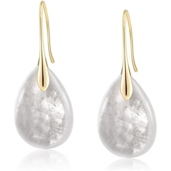 Purple Pink Agate Crystal Dangle Drop Earrings Gold Silver Tone Jewelry Gift - Picture 1 of 5